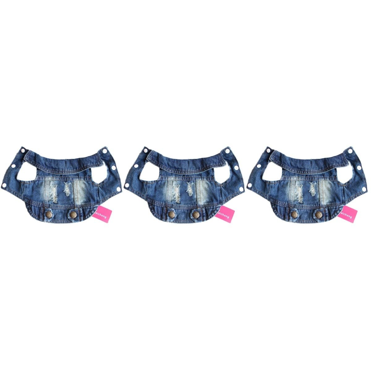 Sosoport Lot De 3 Gilets pour Animaux De Compagnie pour Petits Et Moyens Chiens Manteau Élégant en Jean Vêtements Tendance pour Animaux De Compagnie