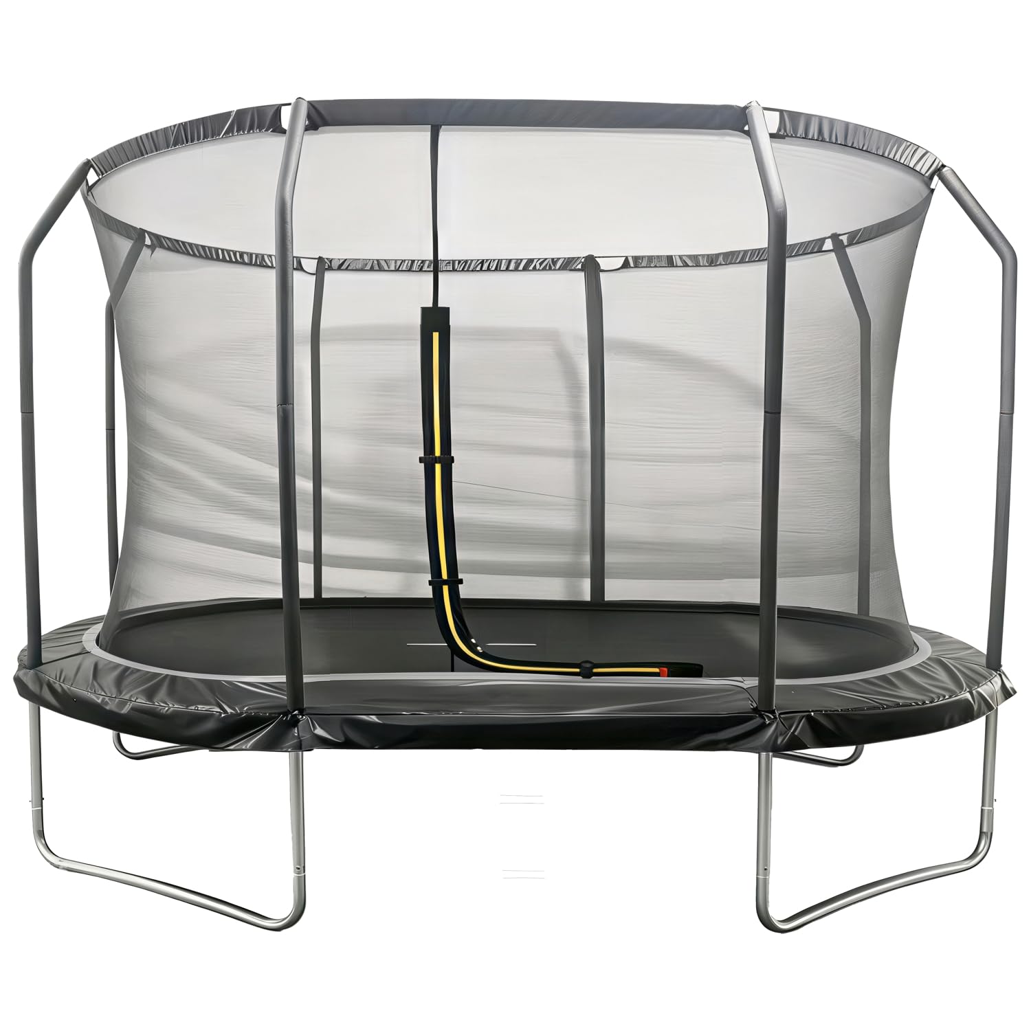 Sydney Trampolin für Kinder, oval, 366 x 244 cm, Schwarz, Gartentrampolin mit Netz und Leiter