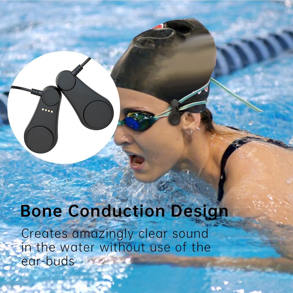 Swimming Headphones,Bone Conduction Bluetooth Headset, IPX8 Waterproof,Underwater MP3 Player for Swimmers,Diving Sports