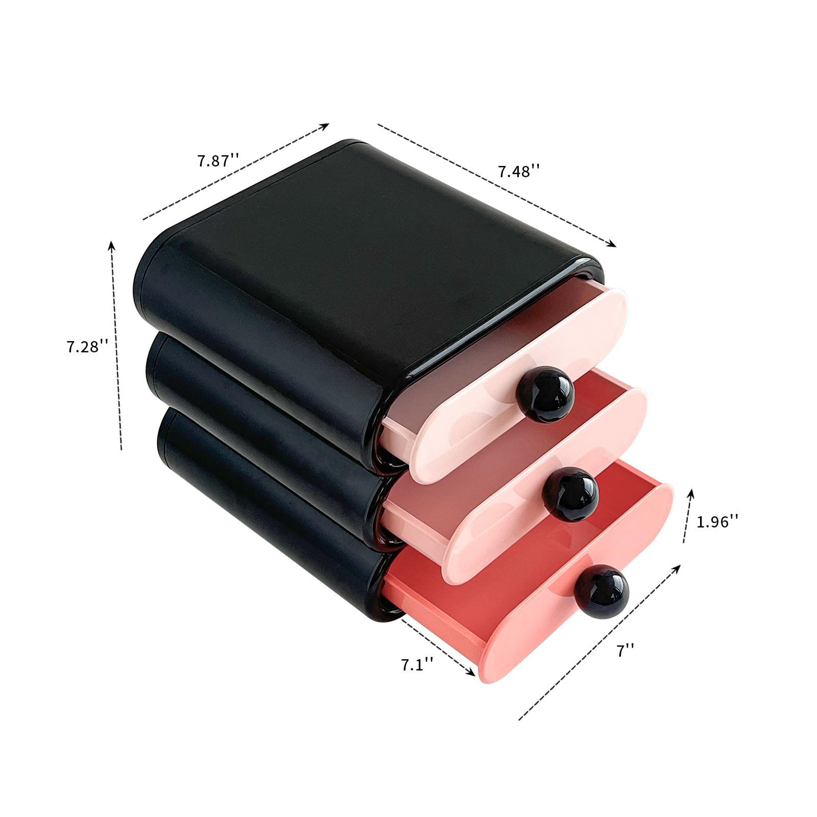 Yesesion Hair Care Holder with 3 Drawers, Plastic Vanity and Bathroom Storage Organizer for Lipsticks, Eyeshadow Palettes, Brushes, Beauty Supplies, Home Office Accessories Box for Desk (Black)