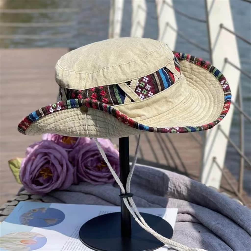 Cappello da Pescatore da Sole Panama a Tesa Larga Estivo per Uomo Donna Protezione UV Boonie Cappelli Cappello da Pescatore da Spiaggia all'aperto in Cotone (D 6 7/8~7 1/8)