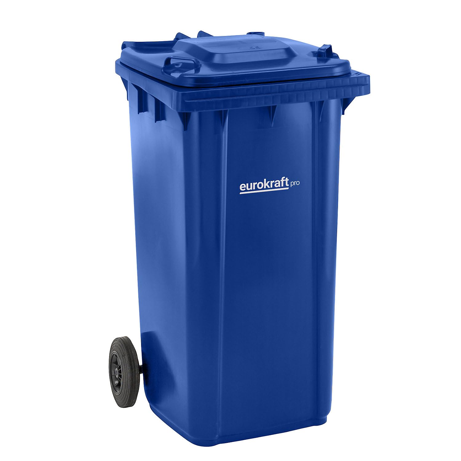 eurokraft | pro | Poubelle en plastique conforme DIN EN 840 | capacité 240 l | l x h x p 580 x 1100 x 740 mm | bleu