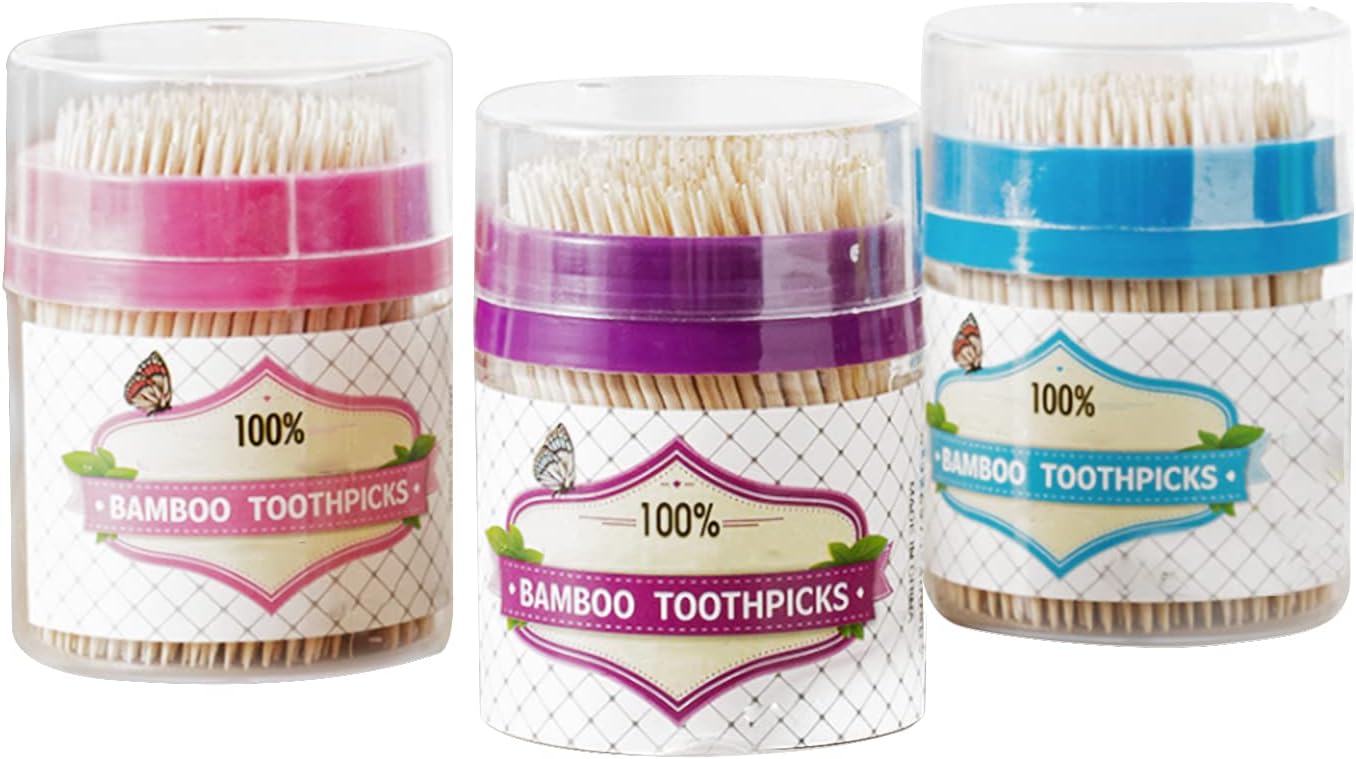 Sihuuu Toothpick Holders with 850 Natural Bamboo Toothpicks