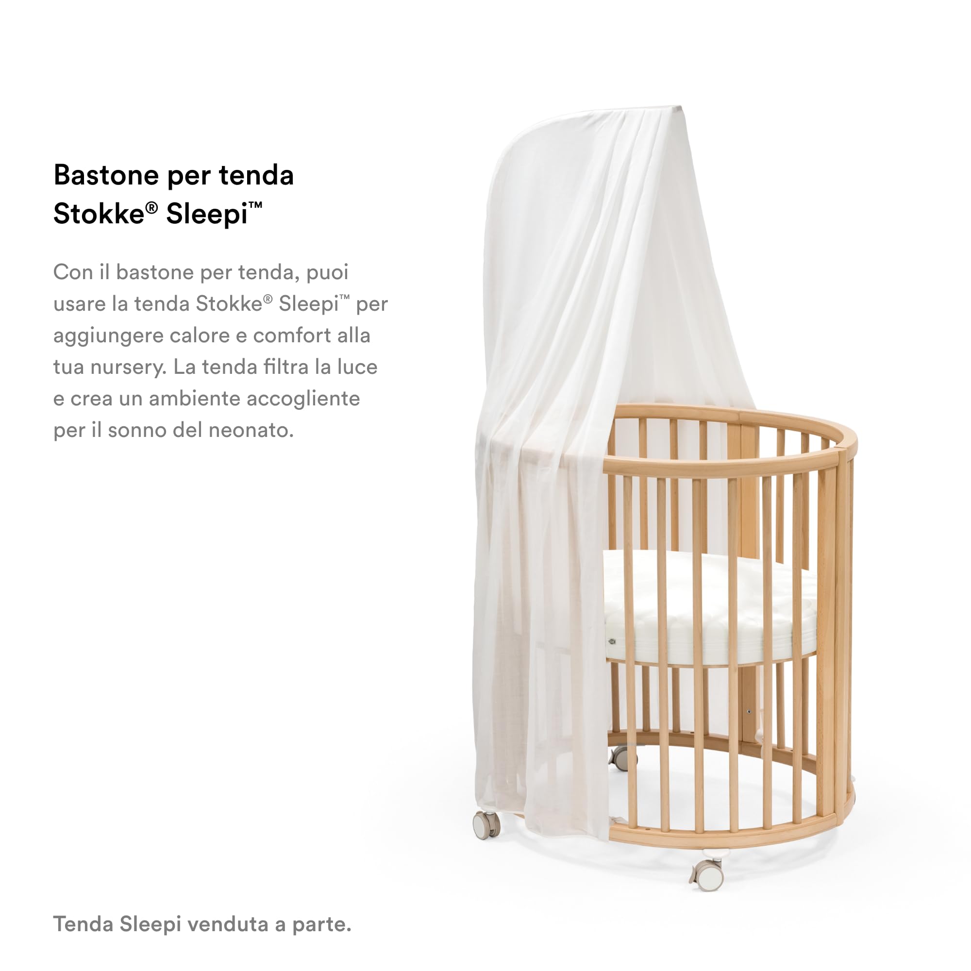 Stokke Bastone Per Tenda Sleepi – Legno Di Faggio Solido, Warm Brown, Accessorio Per Lettini Sleepi E Mini