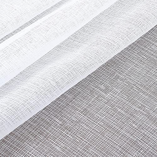 Image of KOUFALL Short Sheer Curtains 36 Inch Length for Kitchen Rod Pocket 2 Panels Linen Look Textured Cafe Curtain Semi Sheer Tier Curtains for Small Window Bathroom Farmhouse Style 30x36 inches Long White