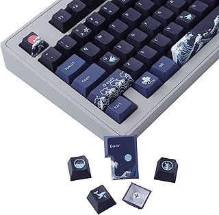 PBT Keycaps,JOMKIZ 128 Keys Dye Sublimation Cherry Profile Keycaps with 6.25U Spacebar Keycap Set for Cherry MX Switches ISO/ANSI Layout Mechanical Keyboards