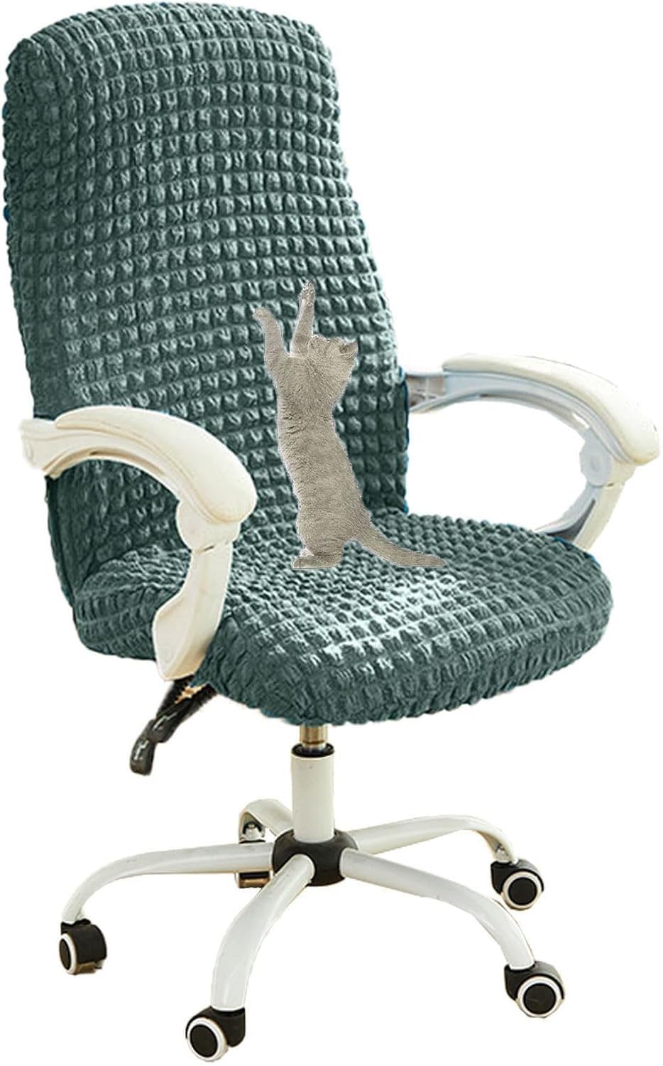 YOPOIY Funda Elástica para Silla De Oficina A Prueba De Arañazos De Gato, Funda para Silla De Escritorio Funda Suave para Silla De Ordenador Funda (Verde,Pequeña)