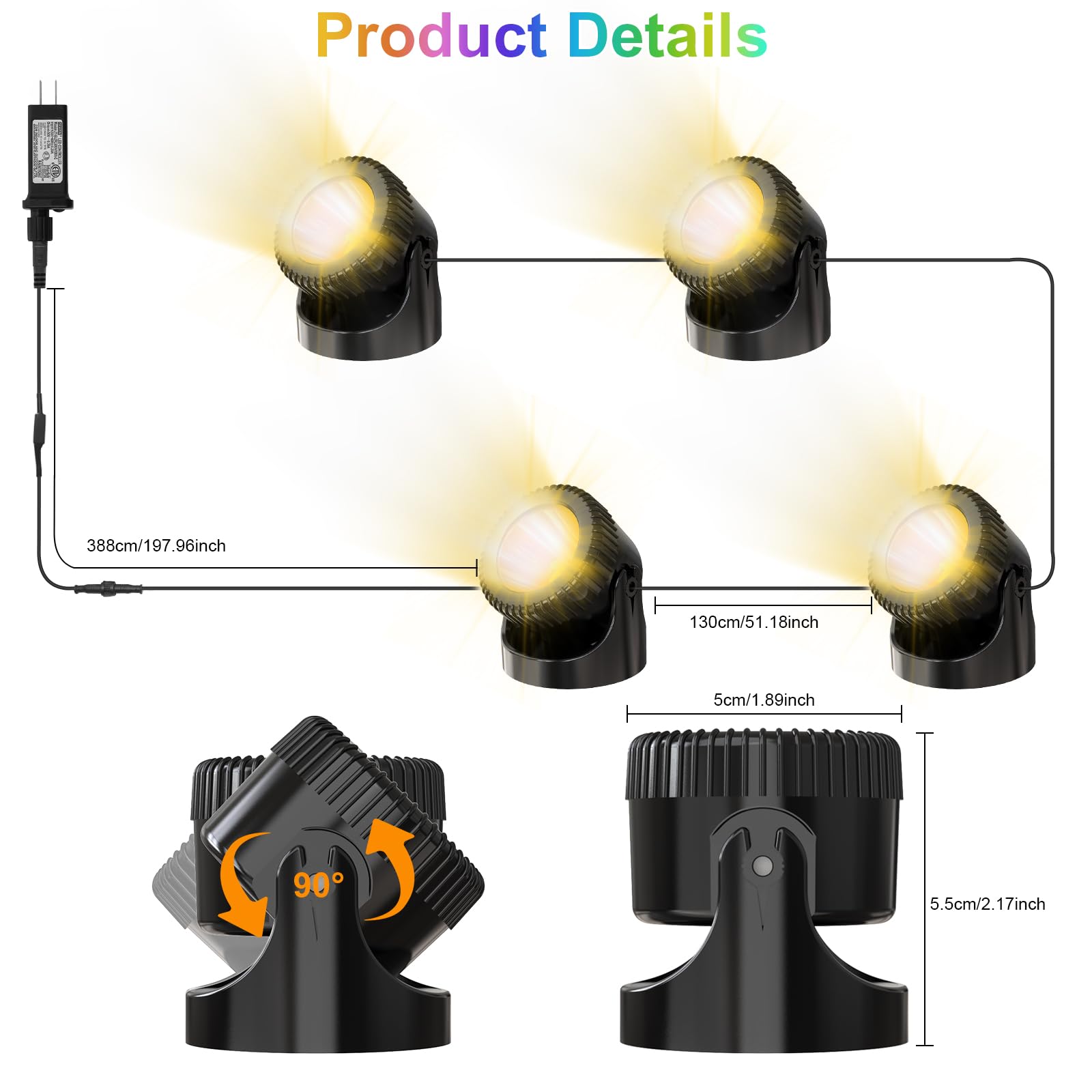 RGB Unterwasser-Teichlichter, 20 Farben, dimmbar, tauchfähig, LED-Brunnenlichter mit Timer, IP68 wasserdicht mit Fernbedienung, für Außenteiche, Aquarium, Garten, Pool (4 Stück)