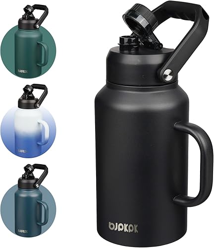 Miniatura 51 de BJPKPK Botellas de Agua Aisladas, Aptas para Lavavajillas, Botella de Agua de 18 oz con Asa, A Prueba de Fugas, Sin BPA, Termos Térmicos, Jarra de