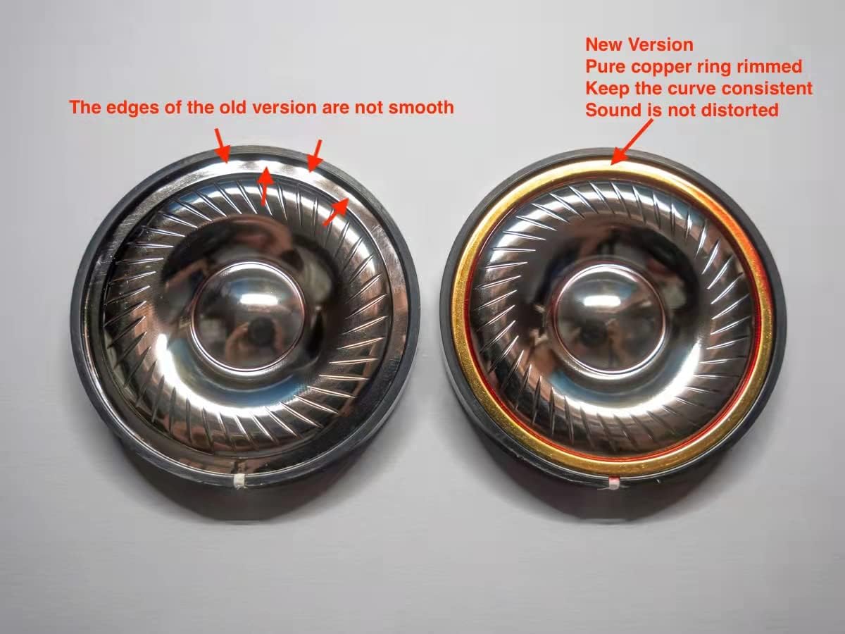 Titanium Diaphragm Headphone Speaker Driver - Compatible with Logitech G Pro X, AKG K371 K361 K545, Sennheiser HD380 PRO, Hyperx Cloud Revolver Headphones - 50mm Diameter, 32 Ohms Impedance