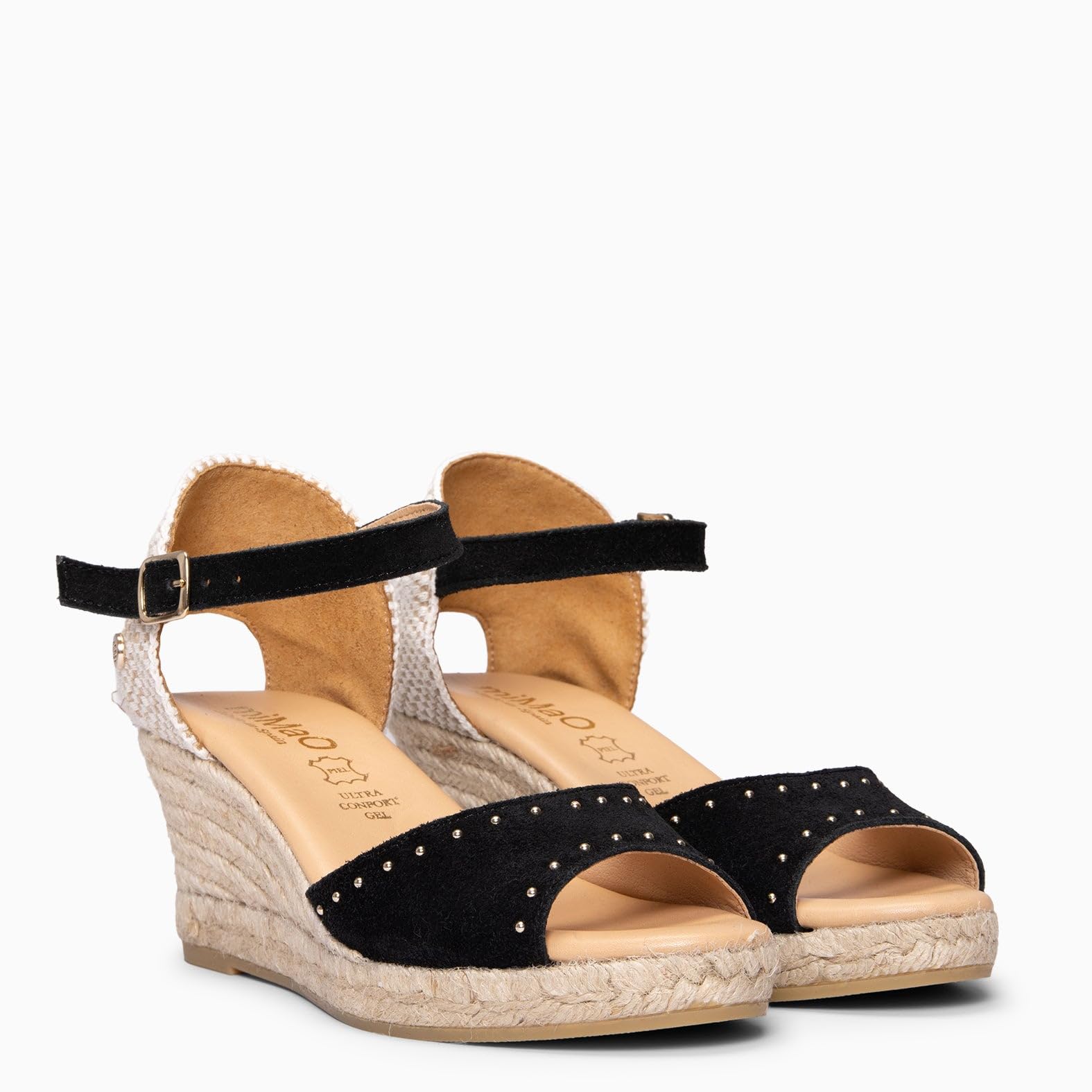 miMaO. Cuñas de esparto bajo peep toe. Fabricadas en España