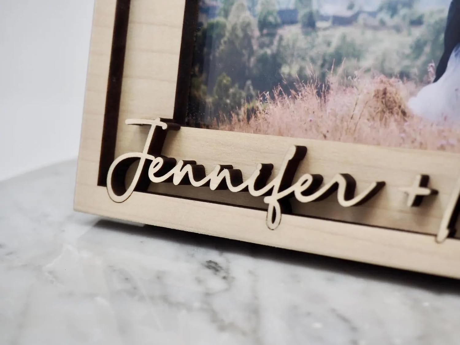 Personalized Wedding Picture Frame, Custom Engagement or Anniversary Wood Frame