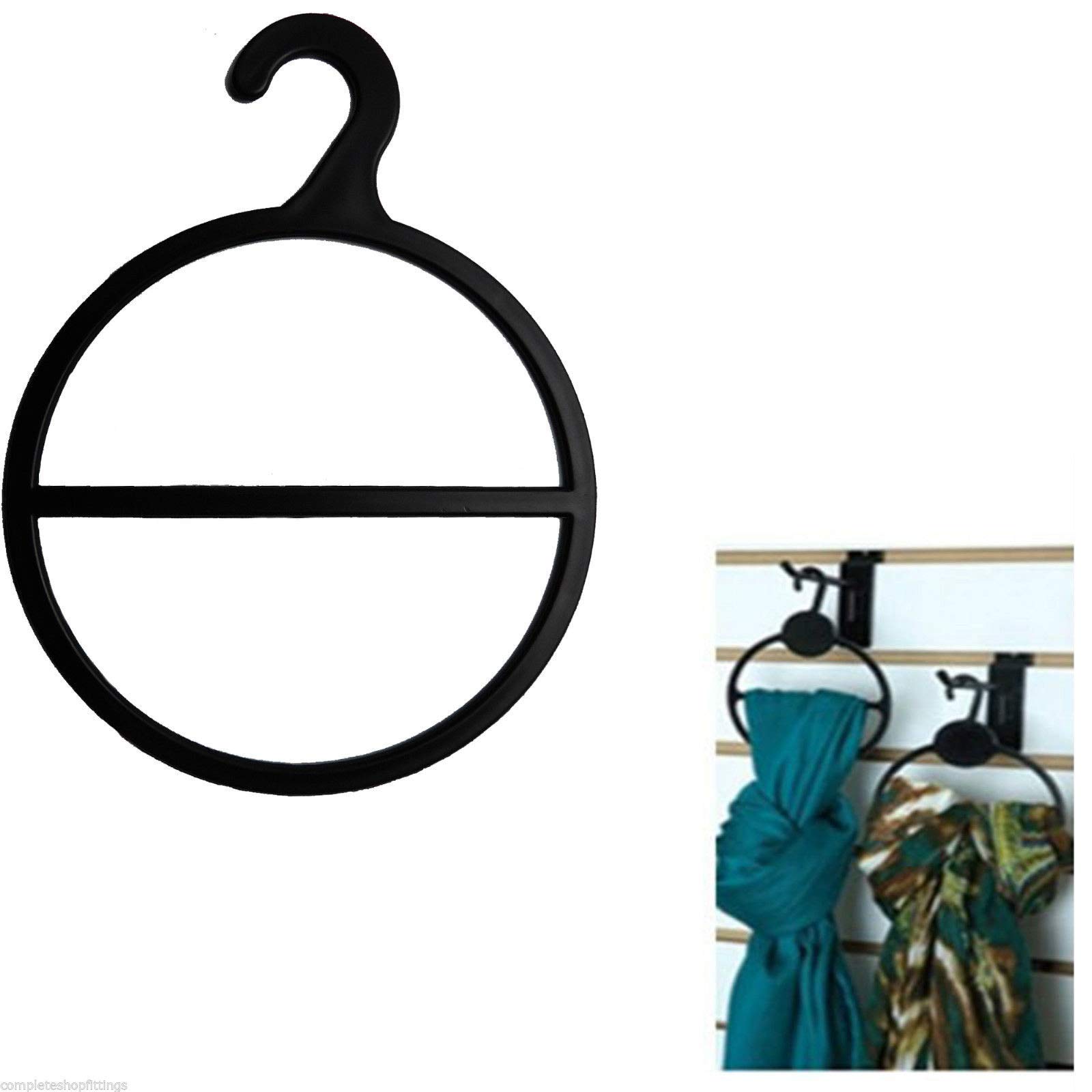 Completeshopfittings Black Pashmina Scarf Hangers Display Shawl Tie Holder Belt Ring Organizer 3 Type (Round Shape, 50)