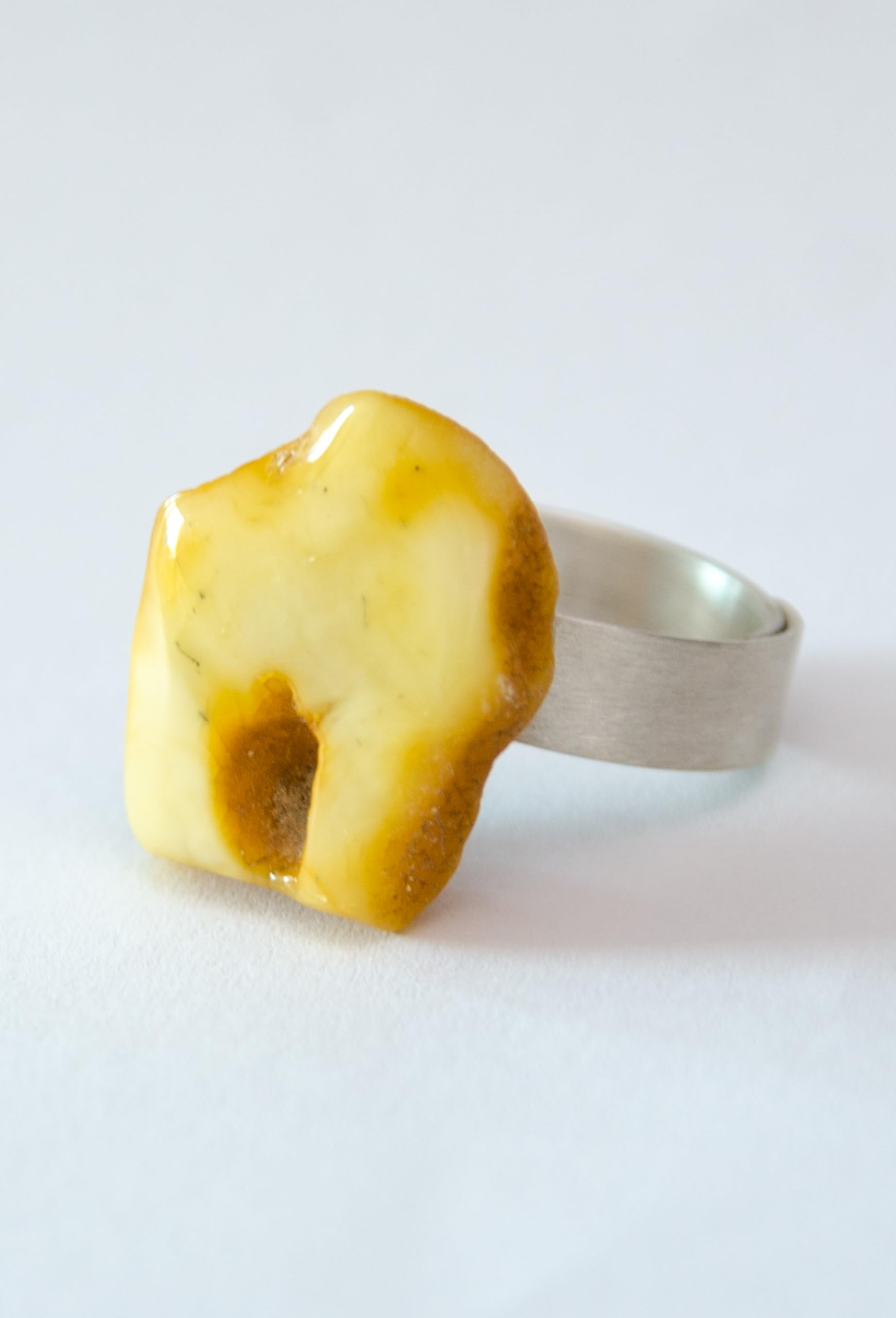 Ring Bernstein WEISS GELB sterling Silber 925 NEU UNIKAT R96