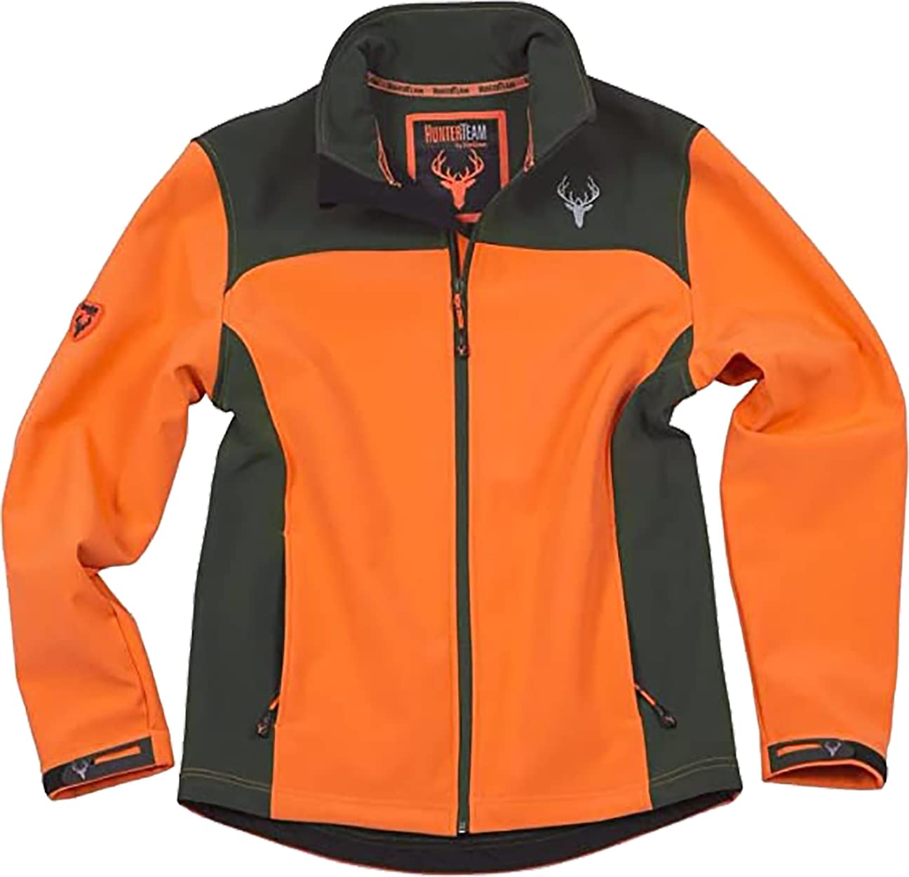 WORKTEAM Cazadora Softshell para Caza y Pesca, Cuello Alto, Bolsillos Con Cremallera, puños ajustables, Unisex