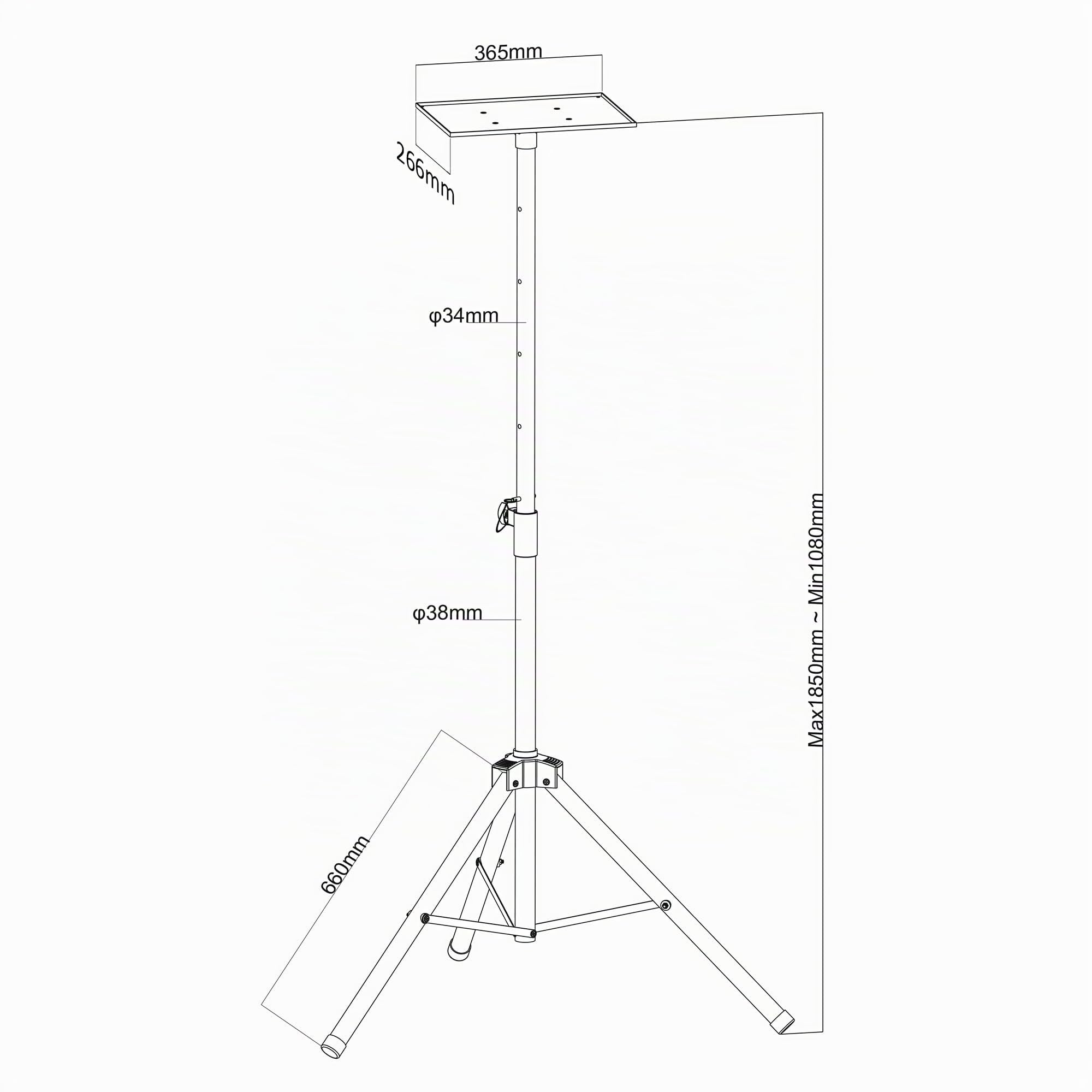 Maclean MC-953 Support universel pour projecteur trépied pour ordinateur portable trépied de table support de projecteur hauteur réglable