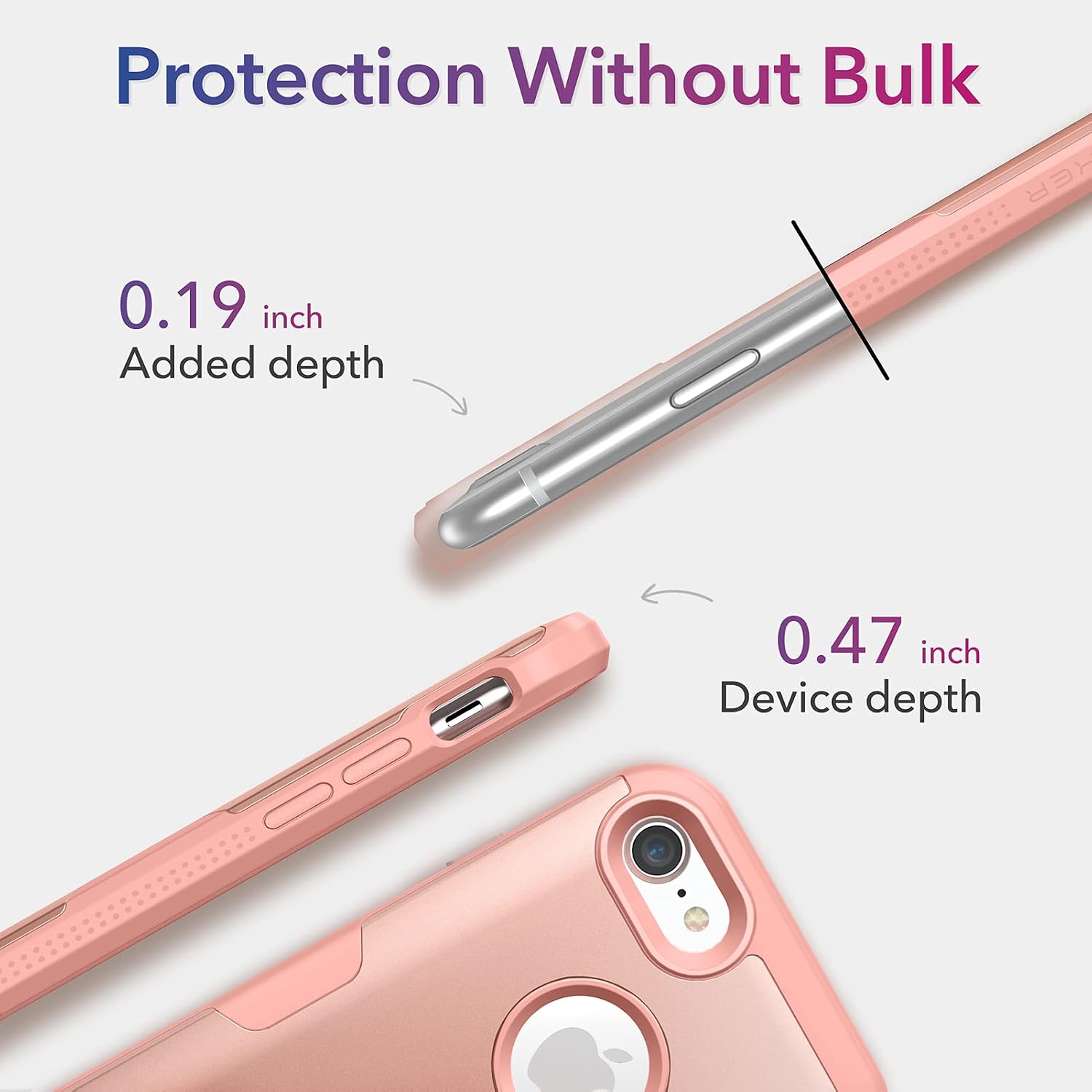 YOUMAKER Designed for iPhone 8 Case & iPhone 7 Case, Full Body Rugged with Built-in Screen Protector Heavy Duty Protection Slim Fit Shockproof Cover for iPhone 8 4.7 Inch - Rose/Pink