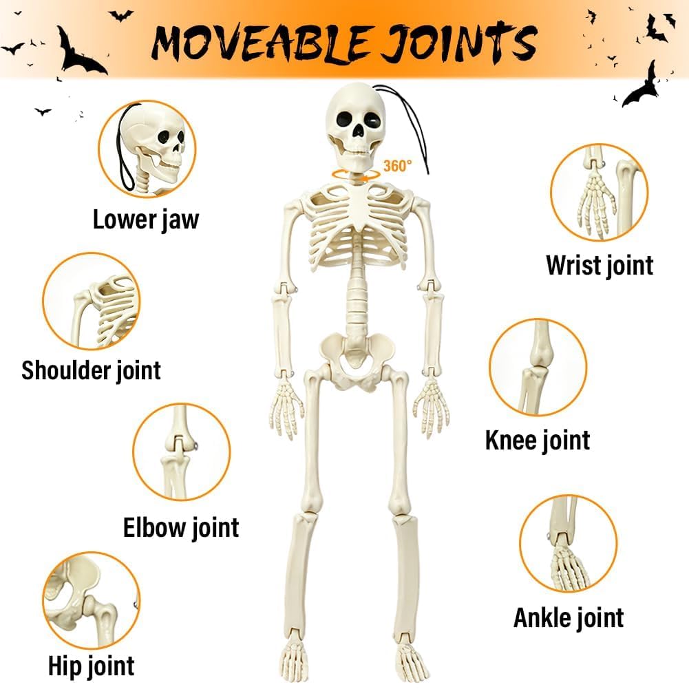 Mini szkielet, 40 cm, zestaw 5 szt., dekoracja na Halloween, akcesoria do nawiedzonego domu, straszne akcesoria na Halloween