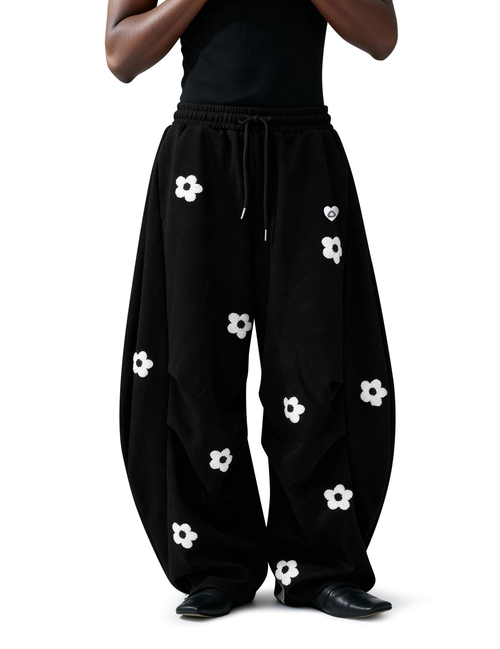 Aelfric Eden Pantalon de jogging baggy à fleurs pour femme - Pantalon de survêtement basique pour homme - Unisexe - Jambes larges - Pantalon de survêtement - Taille haute - Pantalon de loisirs