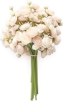 Floroom Champagne Ranunculus Artificial Flowers 18pcs Faux Silk Mini Bouquet Fillers for Weddings, Centerpieces & DIY Arrangements