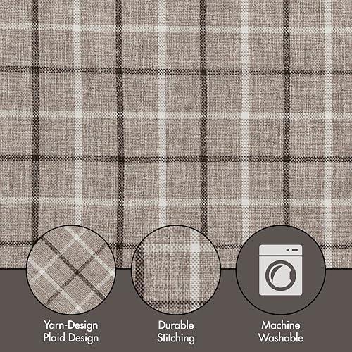 Image of Madison Park Anaheim Cabin Plaid Curtain Window, Thermal Insulated Fleece Lining, Living Room Decor Room Darkening Drape for Bedroom, 1-Single Panel Pack, 50x108, Rod Pocket & Back Tab, Brown