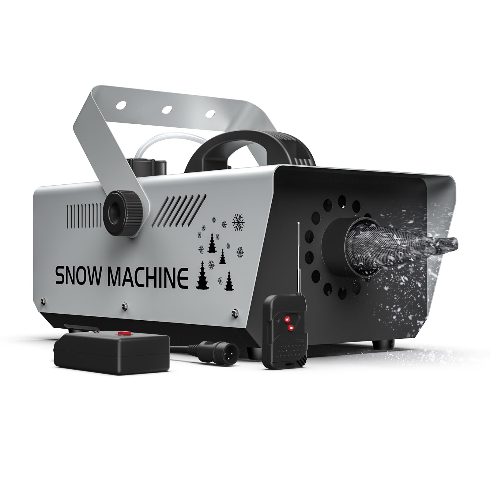 1000W Snow Machine Remote & Manual Control Snowflake Making Adjustable Snowflake Size Snowmaker Perfect for Christmas,Weddings and Theatrical Effects (Grey, 1)