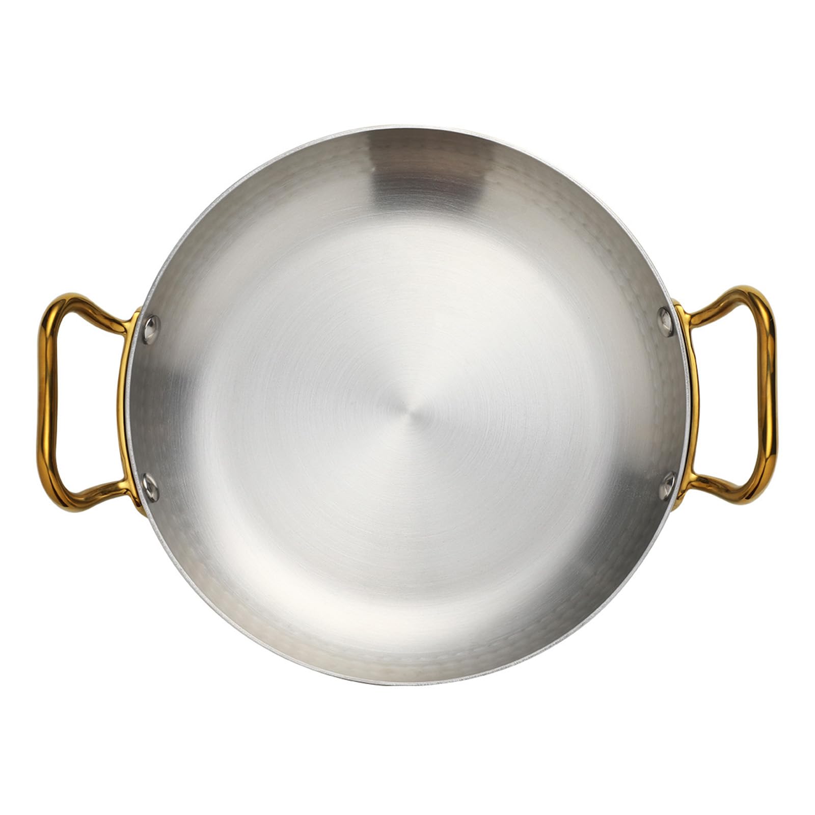 Spanische Paellapfanne aus Edelstahl mit Doppelgriffen, antihaftbeschichtetes Bratpfannen-Kochgeschirr für Meeresfrüchte, Reis und zum Grillen,Silber,22cm