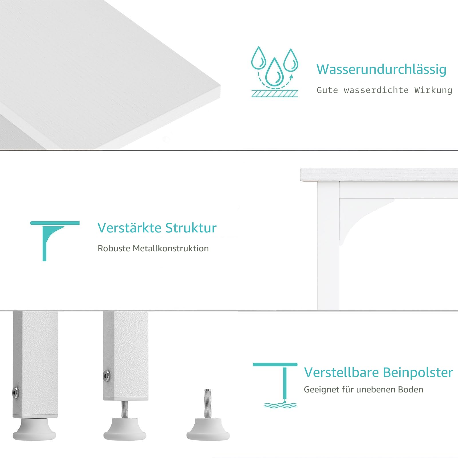 Lufeiya Schreibtisch mit 3 Schubladen Klein Schreibtisch weiß 120x50cm Computertisch mit Stauraum Bürotisch Für Wohnzimmer Office Mädchen