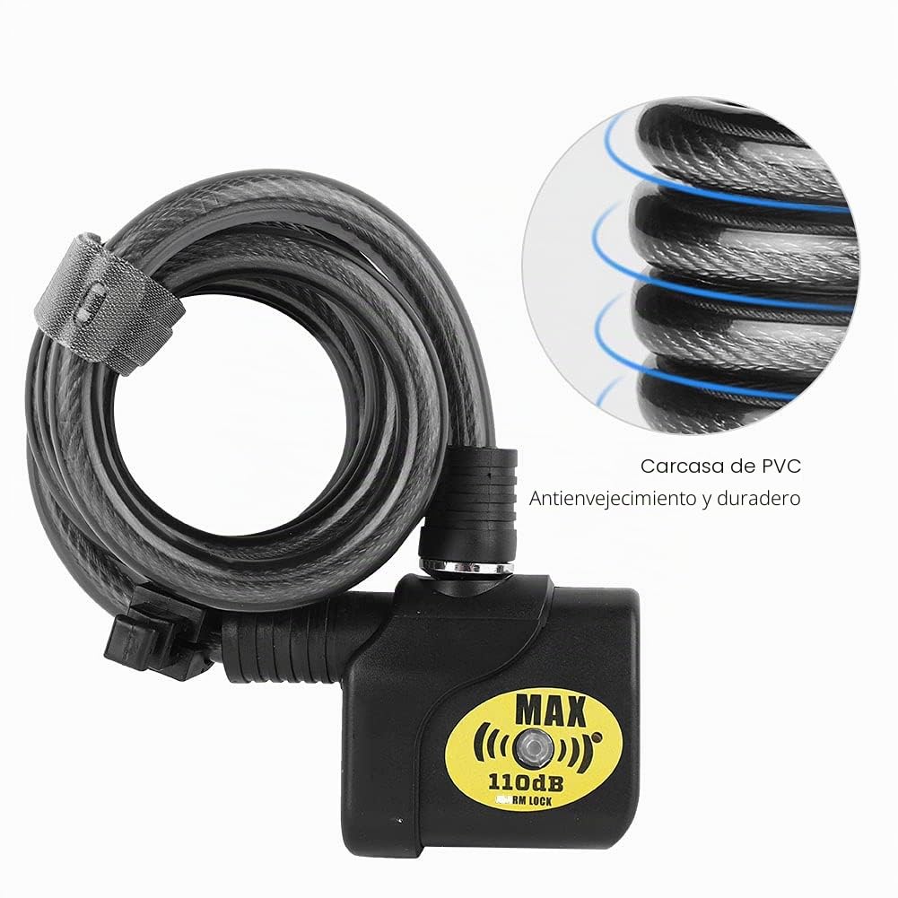 Alarma de Bloqueo de Bicicleta EVTSCAN con Seguridad Universal remota, Cadena de Alarma electrónica de 110 dB, Bloqueo de Seguridad antirrobo para Bicicleta