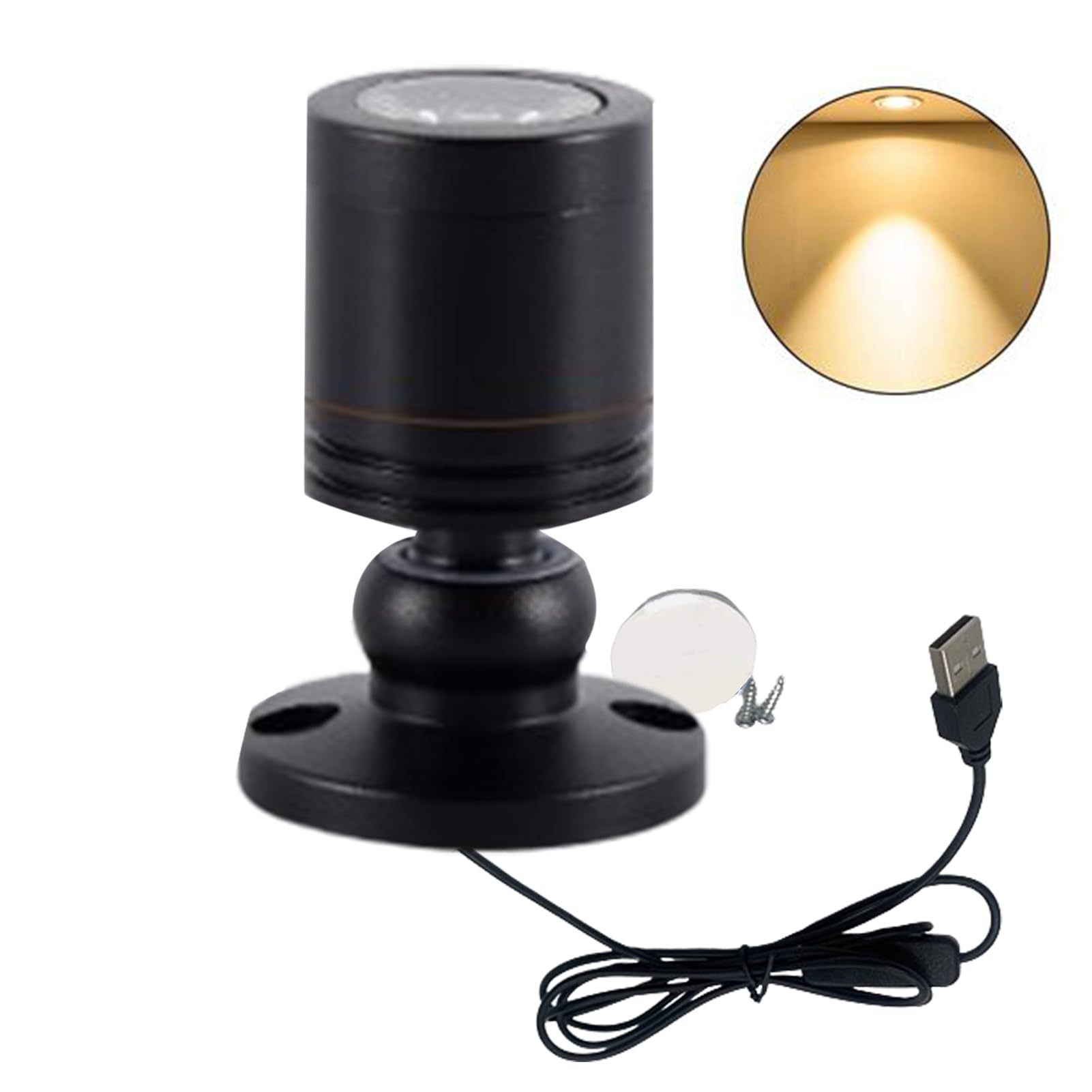 Comfoliving Warm Light Led Spot Lights, Rechargeable Small Spot Lights Indoor, Usb Powered Jewelry Spotlight,Usb Dimmable Plant Spotlight, Lighting Led Lights Rotatable, Antique Bras Finish Led Lights, Room Led Light