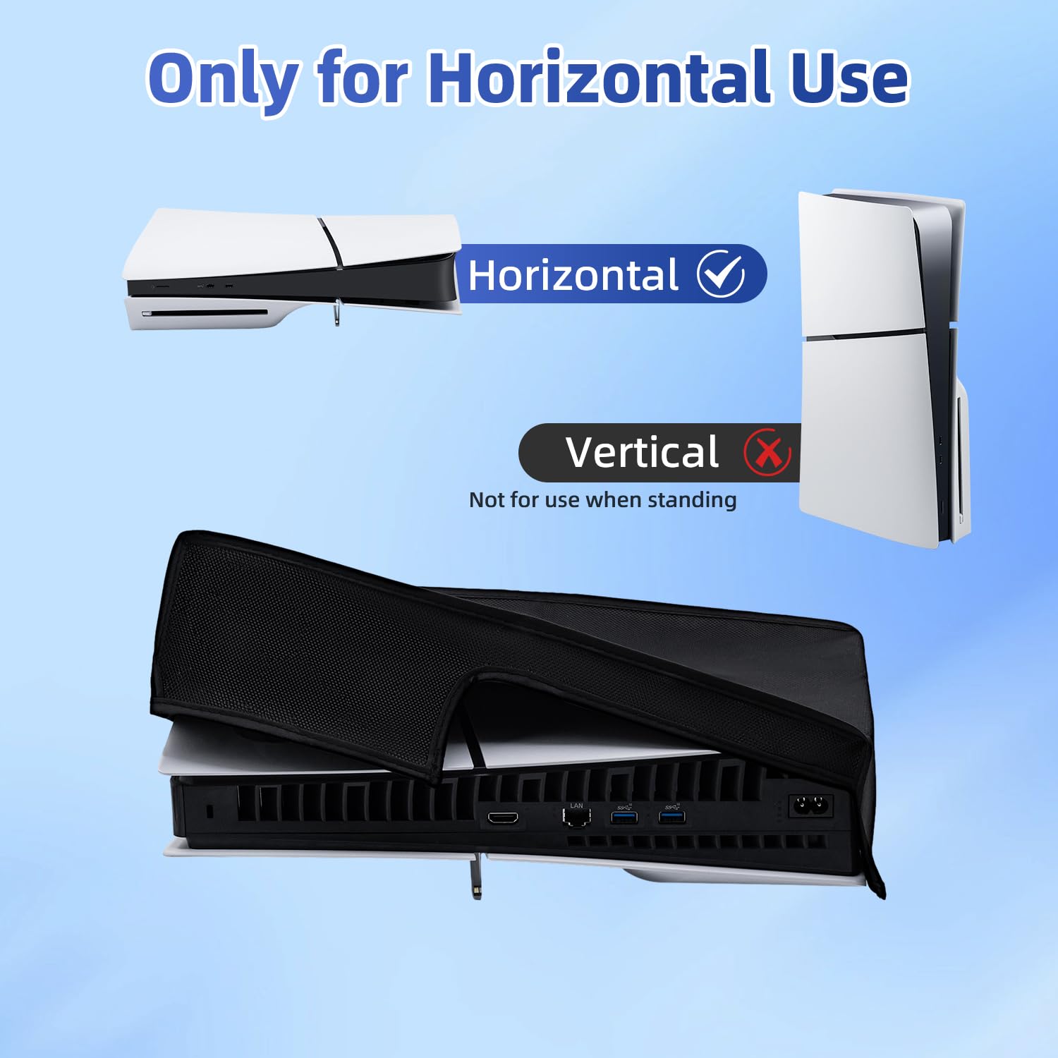Antyzarysowany/wodoodporny pokrowiec ochronny tylko dla PS5 Slim Digital Edition i Disc Console - NIE DLA PS5 poziomych - Czarny