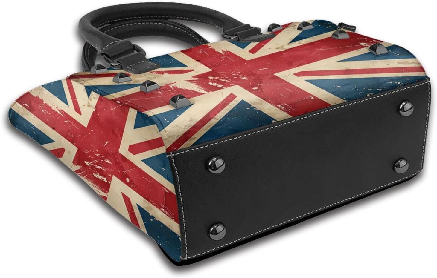 Leather Shoulder Bag for Women, Vintage Uk Flag Studded Purse British Flag Crossbody Handbags Punk Hobo Bag with Adjustable Strap