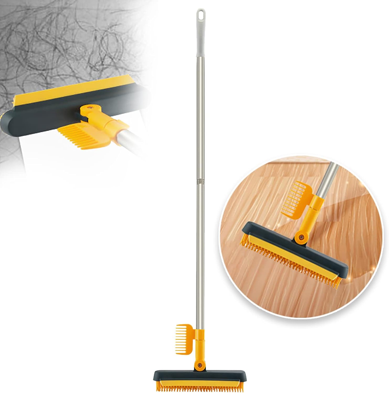 JQAliMOVV Rubber Broom for Pet Hair Remover 3 in1 Push