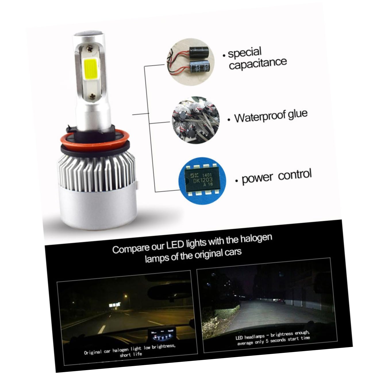 iplusmile 4 Piezas reemplazo de la luz principal bombilla de faro de luz alta bombilla del faro faros LED ojos de angel LED de de cruce