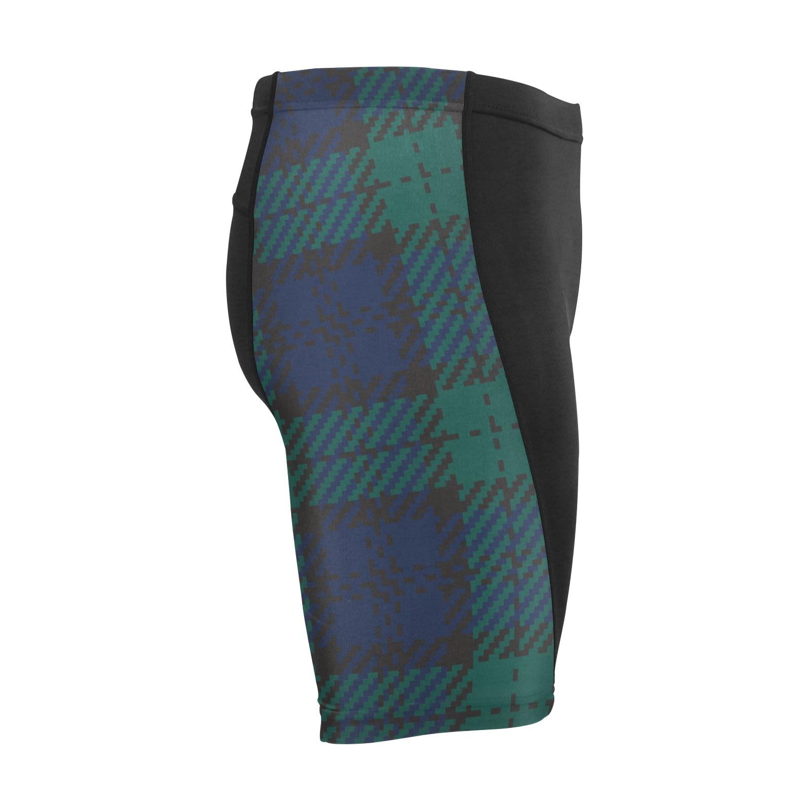 Men's Cycling Shorts, Padded Cyclings Pants, Cyclings Clothing with Leggings Worn in A Loop Navy Black Green Twill Weave Buffalo Plaid Tartan Check Scotland
