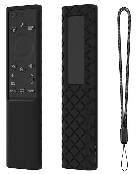 Caldipree Silicon Protective Case Covers Compatible for Samsung BN59-01311 QLED TV Remote Cover with Charging and Solar Panel Cut (B-Black)