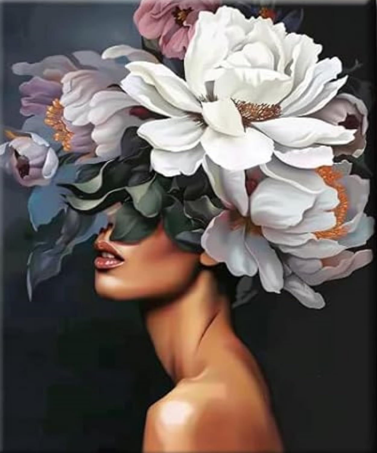Pintar por Numeros Adultos,Colorearpor Numeros Adultos,Pintar con Numeros,Cuadros para Pintar Por Numeros Niños,sin Marco 40 X 50cm Hada de las flores oscuras