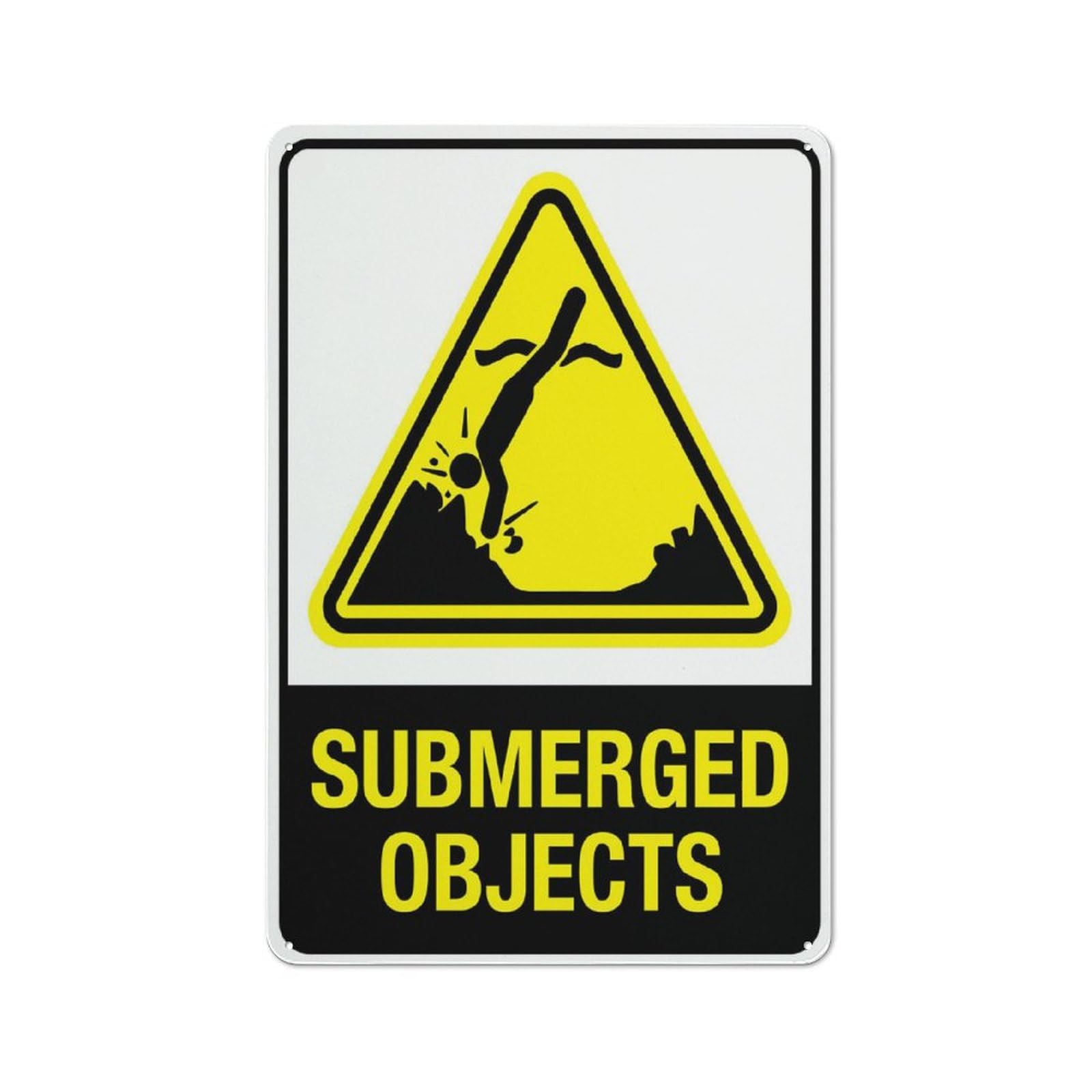 Submerged Objects Sign, 8x12 Inch Rust-Free Aluminum with UV-Ink Printing, Durable & Weatherproof Outdoor Sign for Home
