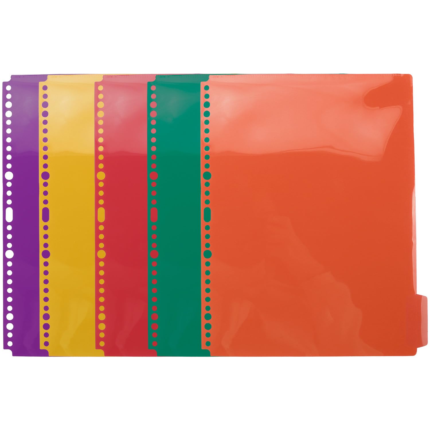 Wellrun 5PCS Plastic A4 File Dividers,Multi-Coloured Folder Dividers for Office,School,and Home Use,Pre-Punched for Easy Insertion,Fits for Most File and Binders