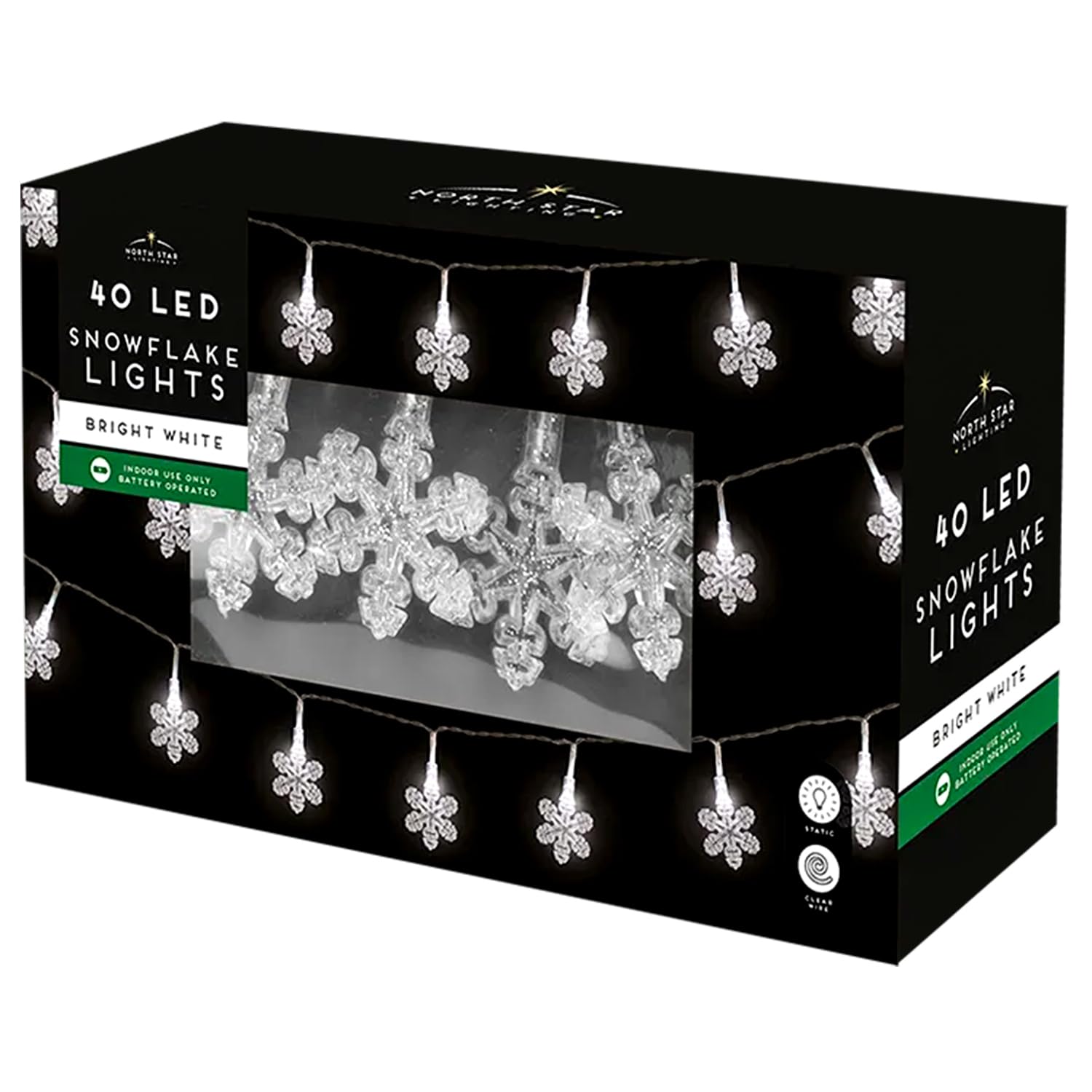 CHACH Snowflake String Lights, 40 LED Indoor Fairy Lights with 50 LED Decorative Lighting for Anywhere, Bright White, Indoor Use, 3.9m Length, Silver