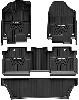 LASFIT Floor Mats Fit for 2018-2024 Honda Odyssey Mini Passenger Van, All Weather TPE Car Liners,1st & 2nd & 3rd Row Set