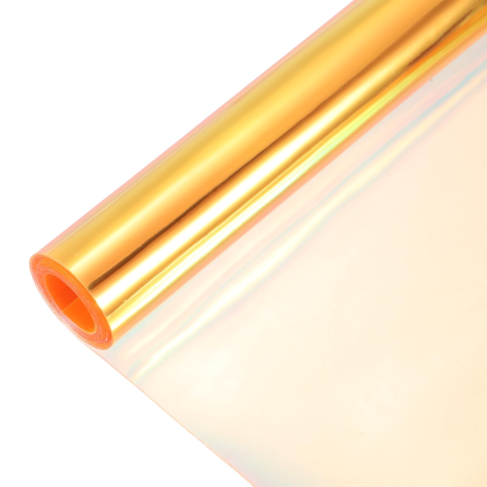 sourcing map Holographic Clear PVC Vinyl Film Holographic PVC Fabric Waterproof Dichroic Film 12 x 48 Inch for Handbags Bows Earrings DIY Craft,Laser Orange Color