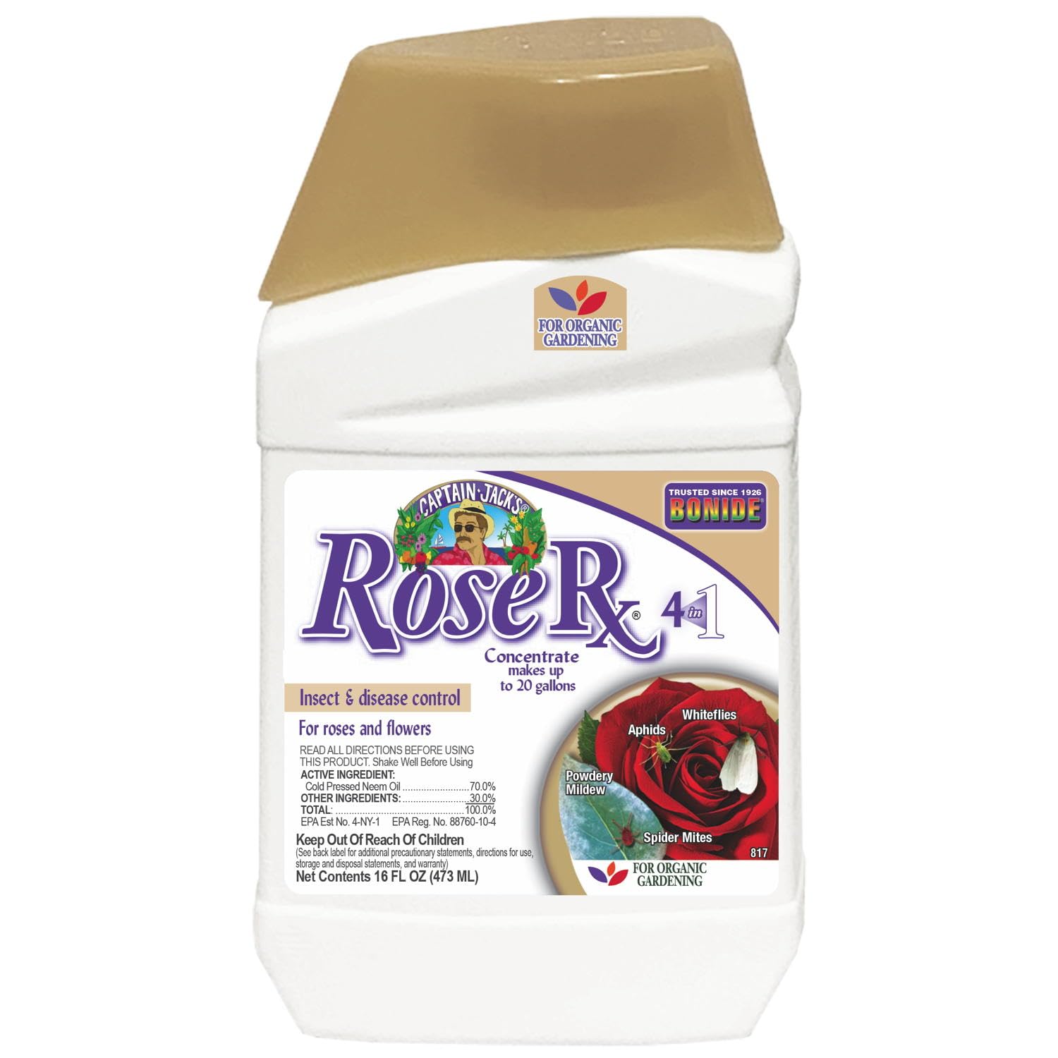 Bonide Captain Jack's Rose Rx 4-in-1 Insect & Disease Control, 16 oz Concentrate