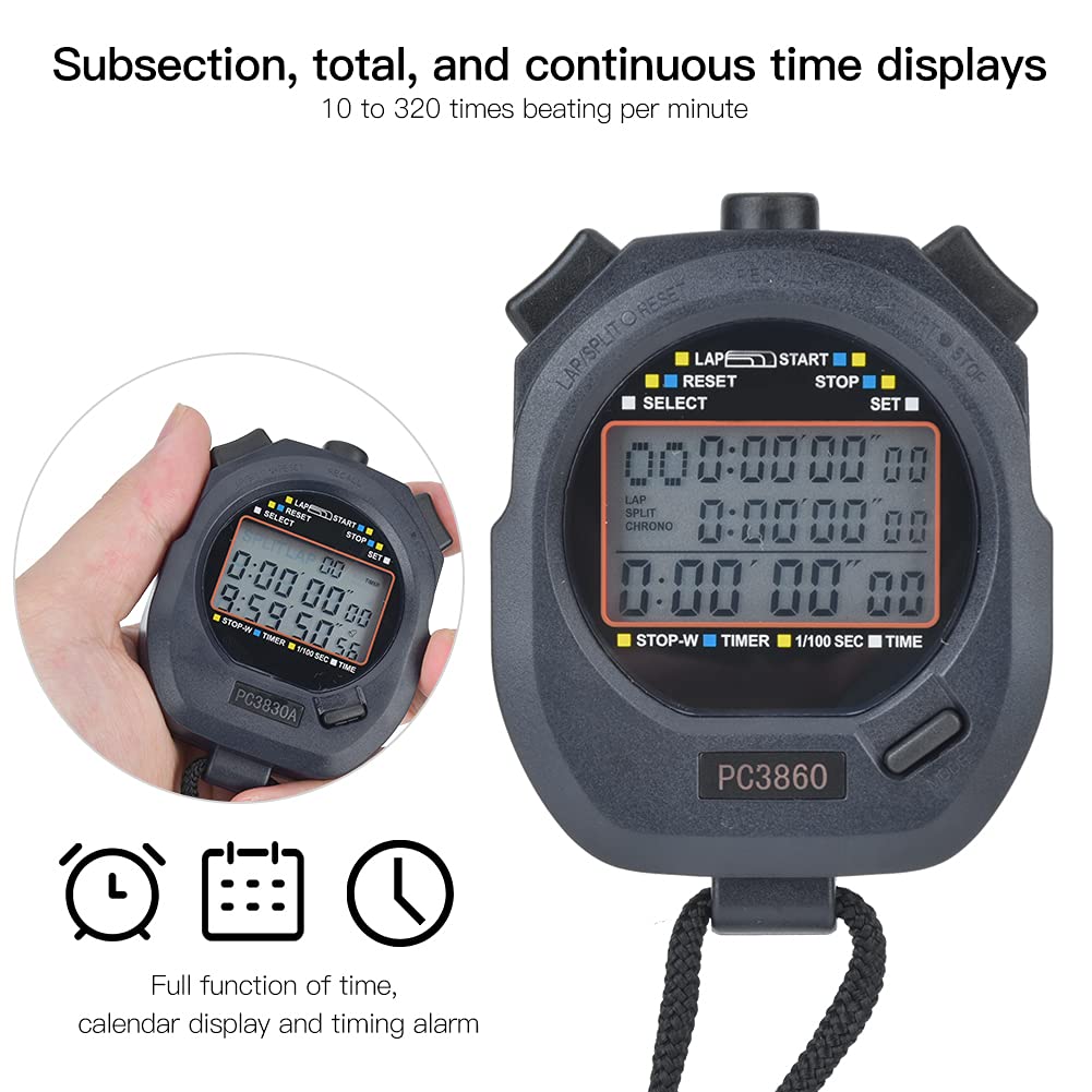 RiToEasysports Chronomètre 1/100 Seconde,Chrono Sportif précis avec Alarme pour Natation, Course à Pied, Fitness, Sport Outdoor