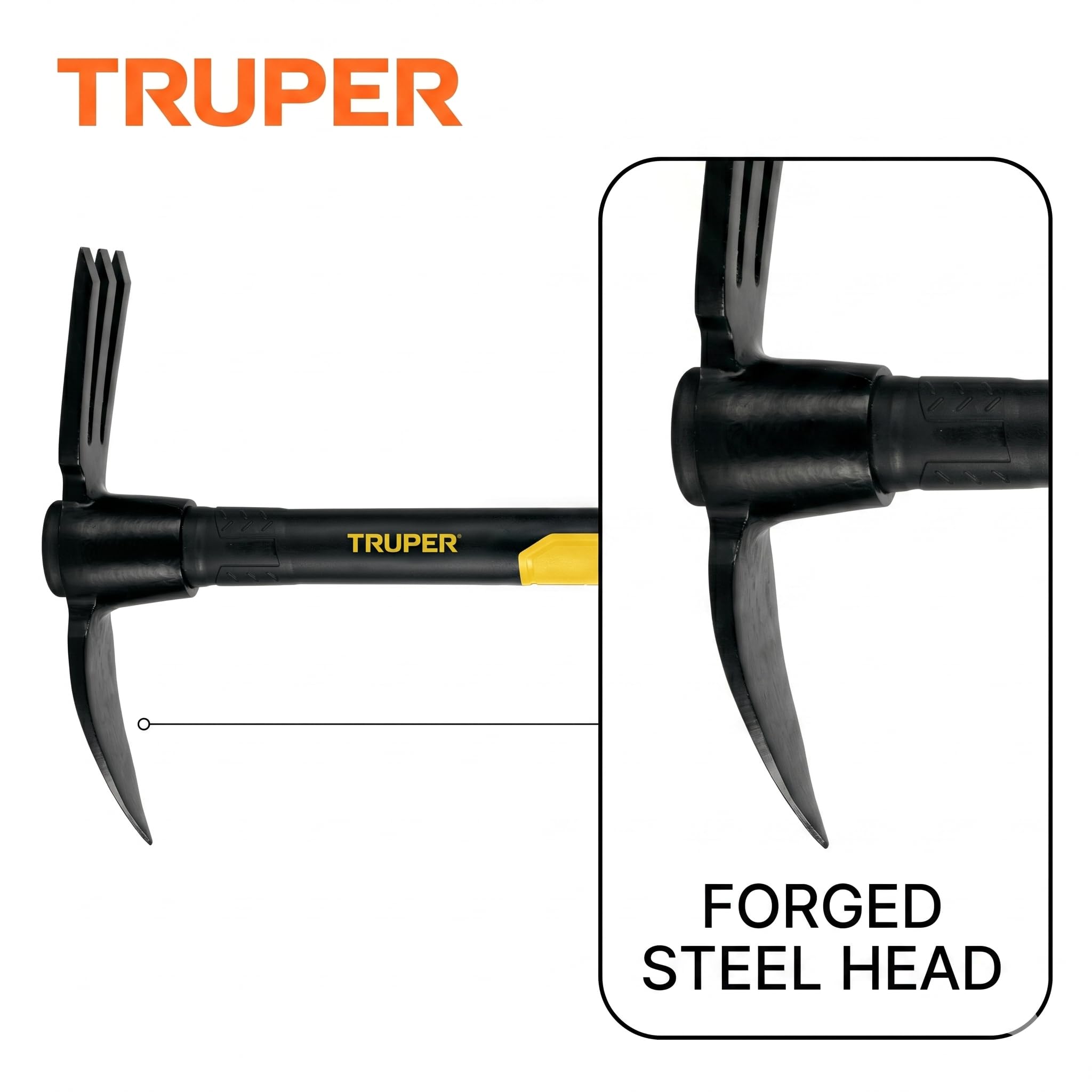 Truper 32742 35,6 cm Rapid Digger, Manche en Fibre de Verre avec Prise en Main Serfouette Rapide Fiberglass