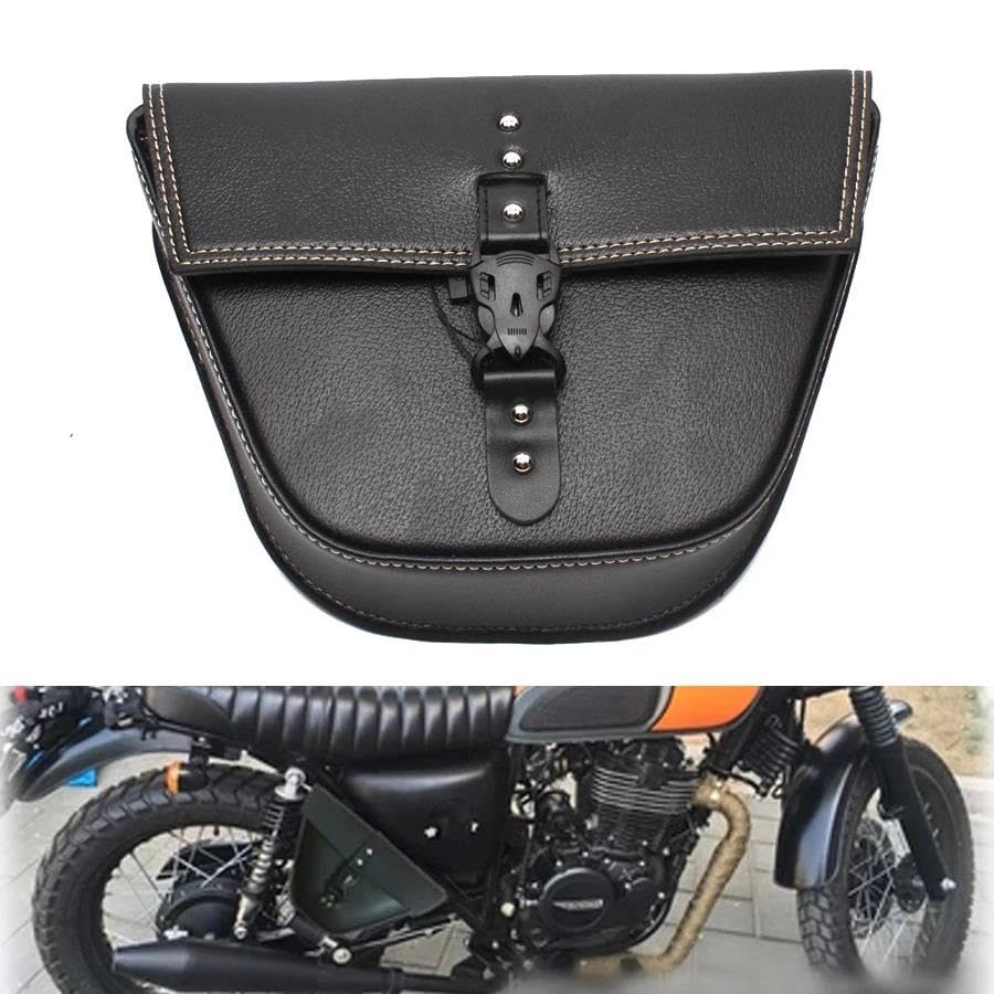 Bolsa lateral de cuero sintético negro para moto Harley miniatura 3
