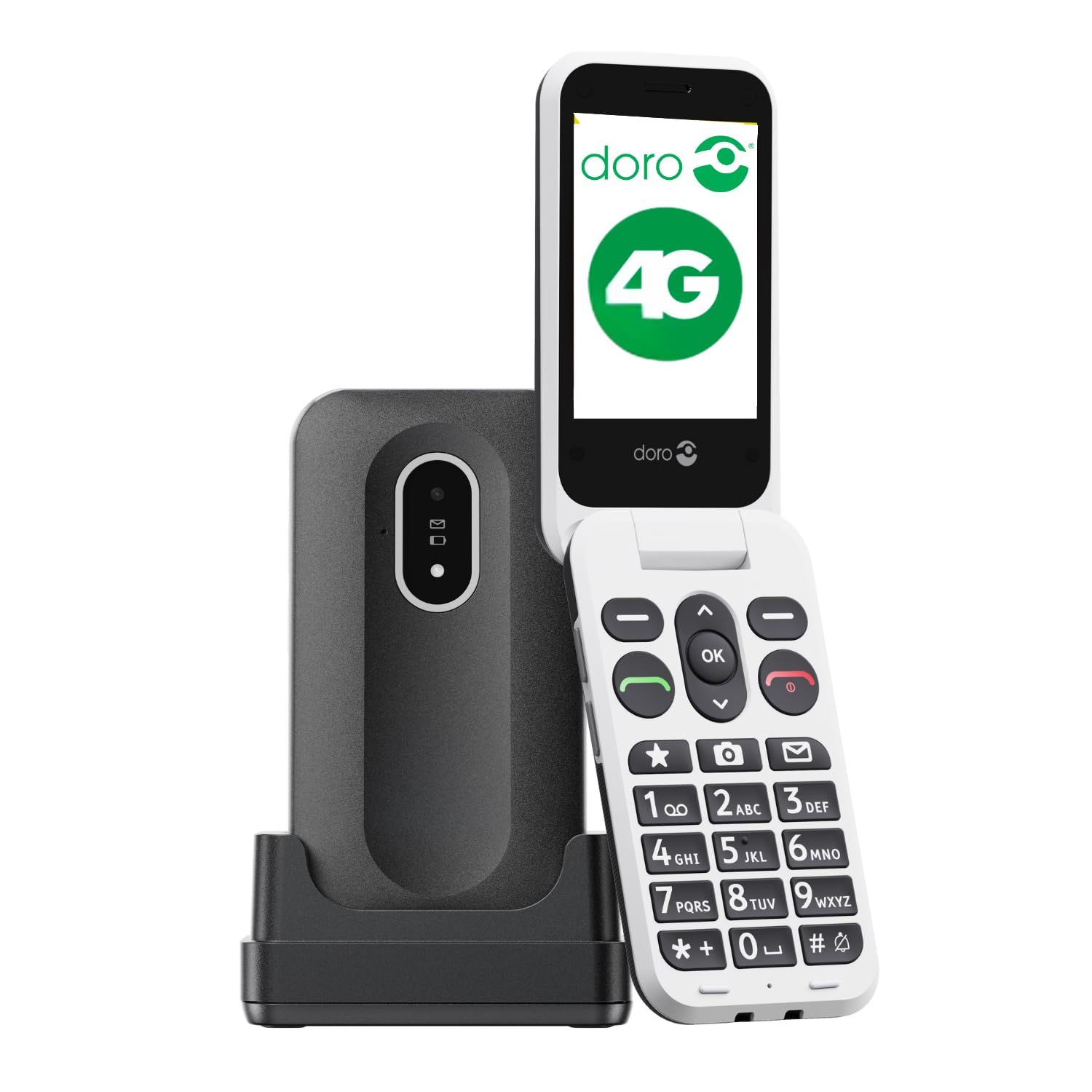 Doro Leva L20 Telefono Cellulare Sbloccato Seniors – Ampio schermo Paesaggio – Audio HD potente – Fotocamera – Tasto Assistenza con Localizzazione GPS – Telefono Basic senza Internet (nero e bianco)