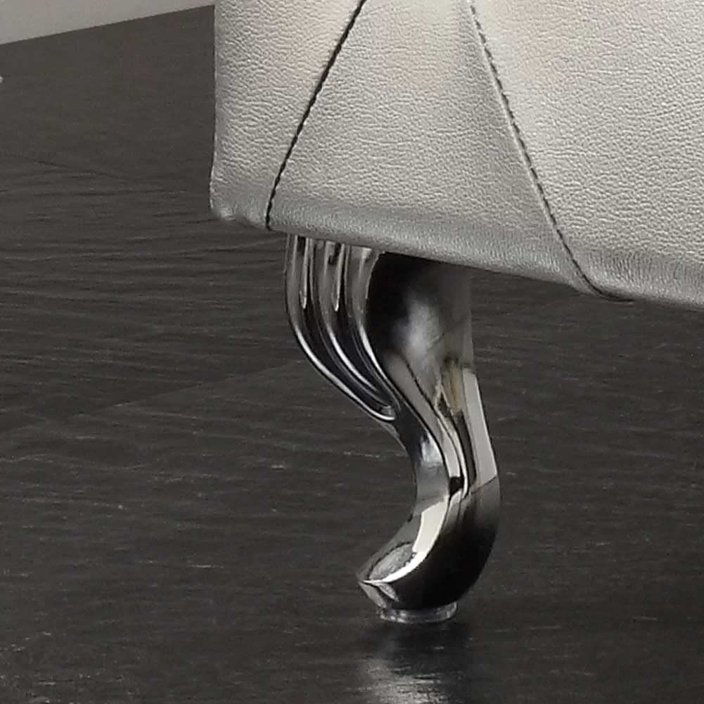 BAKAJI Baúl de Almacenamiento para reposapiés, para Dormitorio, Banco de Madera, Revestimiento de Piel sintética, decoración Acolchada con Cristales, Patas de Metal, diseño Moderno (Silver)