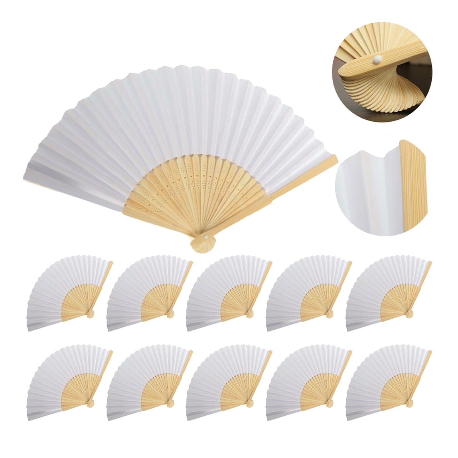 60 Stück tragbarer Fächer, weiß, faltbar, Papierfächer, Hochzeit, for Gast, Geburtstag, Party, Dekoration Für Haushalt Wohnen