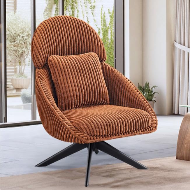 Ckaff Fauteuil Salon Relax Pivotant à 360°, Fauteuil Rembourré Chambre à Coucher avec Coussin...